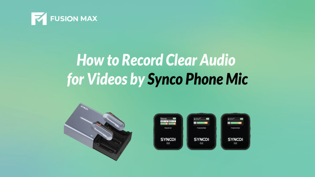 A Synco phone mic connected to a smartphone, capturing high-quality audio for recording or streaming.